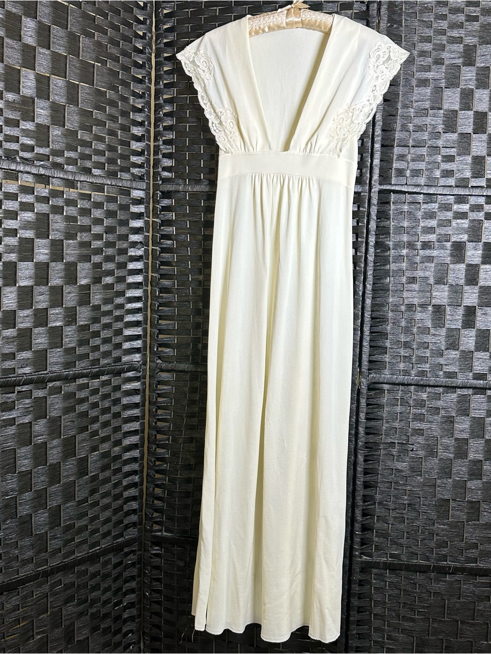 VTG 70s Blanche by Ralph Montenero Lace Negligee Slip Dress-S-Cream-Nylon Tricot